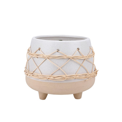 Chonsun Ceramic Planter 8 Inch Plant Pots Indoor Outdoor Planter with Drainage Hole Flower Pots Plant Pot Ceramic Mid-Century