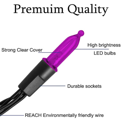 WATERGLIDE 50 LED Outdoor Halloween Lights, 16 FT Mini String Light with 8 Modes, Waterproof Battery Operated Tree Lights for Indoor Outdoor Patio Garden Party Wedding Decoration, Orange & Purple