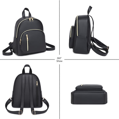 YANAIER Women Mini Backpack Purse PU Leather Anti-theft Backpack Ladies Fashion Casual Travel Daypack Rucksack Black