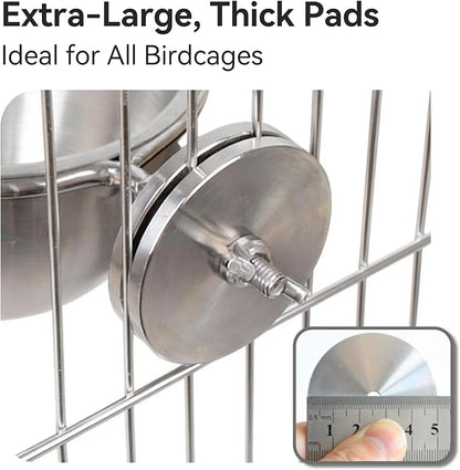 AOTU Anti-Snatch Stainless Steel Parrot Feeding Cups with Locking Buckle - Bird Food & Water Bowls, Bird Cage Accessories for Cockatiel, Conure, Budgie, Macaw, Gray Parrot & Small Pets (L)
