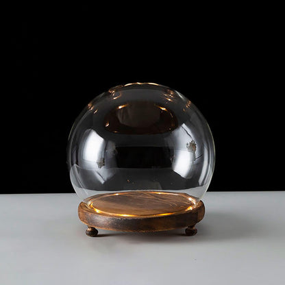 Generic Clear Glass Display Case Terrarium ,Wooden Base Decorative, Empty Glass Dome for Photos Medals Decoration Home Living Room Tabletop Decoration , 12cm