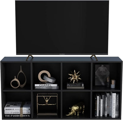 OSCHF 8-Cube Storage Shelf Bookcase - Wooden 4-Tier Floor Standing Open Bookshelf, Modern TV Stand up to 55 Inchs for Home and Office, Black