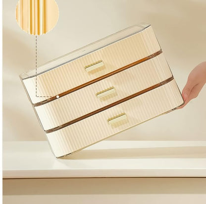 Stackable Plastic Organizer Big & Spacious Drawer | Organize Eyeshadow Palettes, Cosmetics, and Beauty Supplies on a Vanity. White