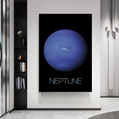 Solar System Planets Canvas Wall Art - Neptune Planet Space Poster for Kids Room Bedroom Classroom, STEM Educational Astronomy Decor, Science Gift for Boys Girls, 12x18 Inch Framed