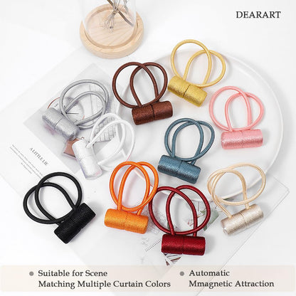 DEARART Windows Curtain Tieback, Magnetic Holder Tie Curtains, Many Tie Backs Ways, Easy Use for Bedroom Living Room Home, Cylinder Rope Design, Orange, 4pcs