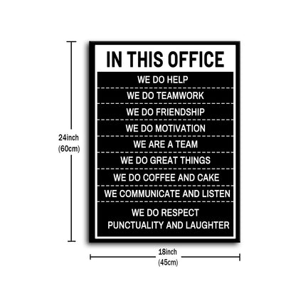 YSPCSUN Inspirational Posters for Office, In This Office Teamwork Quote Canvas Poster Single Panel Wall Decor for Home Office Classroom, Framed Canvas Art, 24x18inch