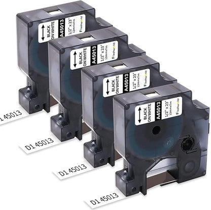 Freshworld 4x a45013 Label Maker Tape Replace for DYMO D1 Label Tape Black on White 45013 S0720530,1/2Inch(12mm)x23 Ft(7m) Refill Compatible with Dymo LabelManager 160 210D 260P 280 360D 420P 450D PnP