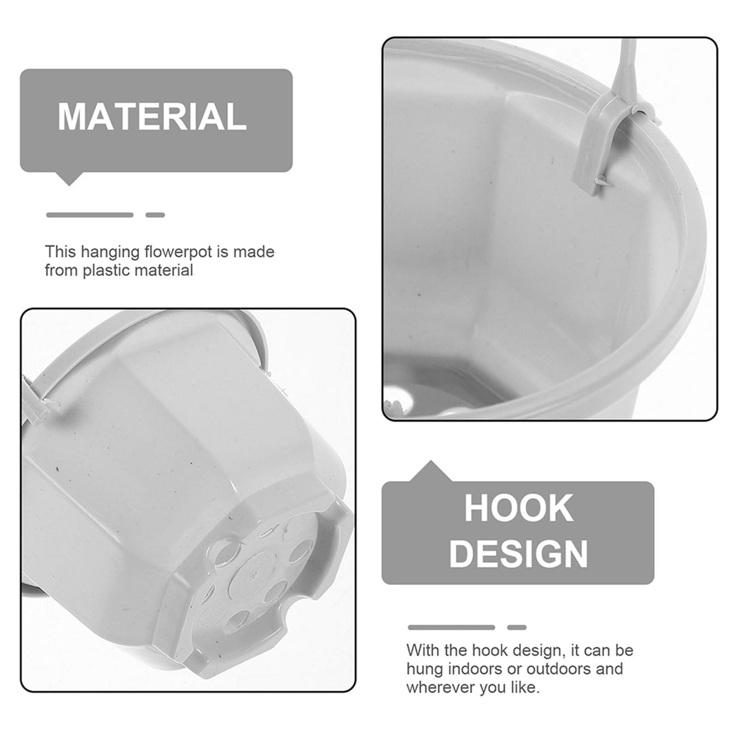 INOOMP Hanging Planters Set of 24 Plastic Flower Pots with Hooks for Indoor Outdoor Balcony Garden Patio Wall Mounted Plant Holders