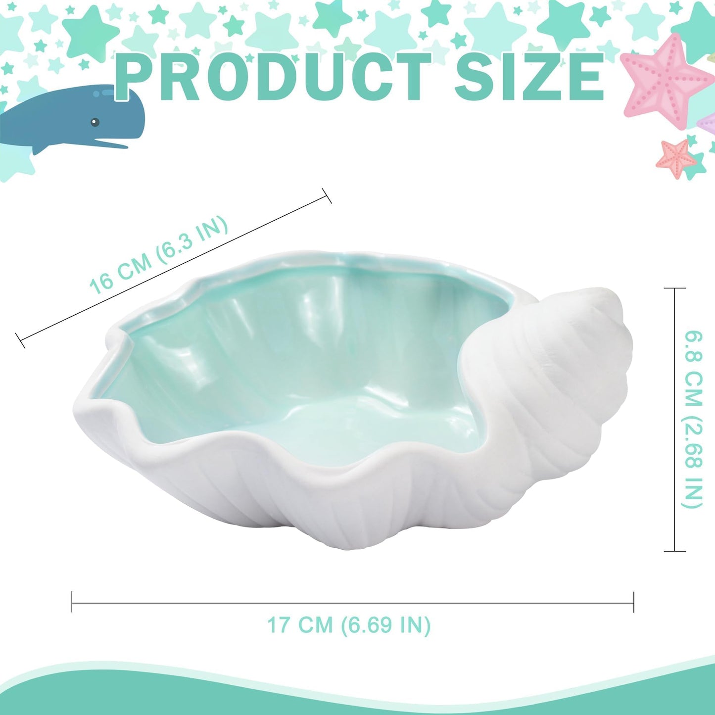OSOPOLA Ceramic Shell Jewelry Tray - Ocean-themed Decorative Ring Holder Dish Key Tray Cute Jewelry Plate Trinket for Women Home Decor,Christmas Birthday Gifts HE02SL
