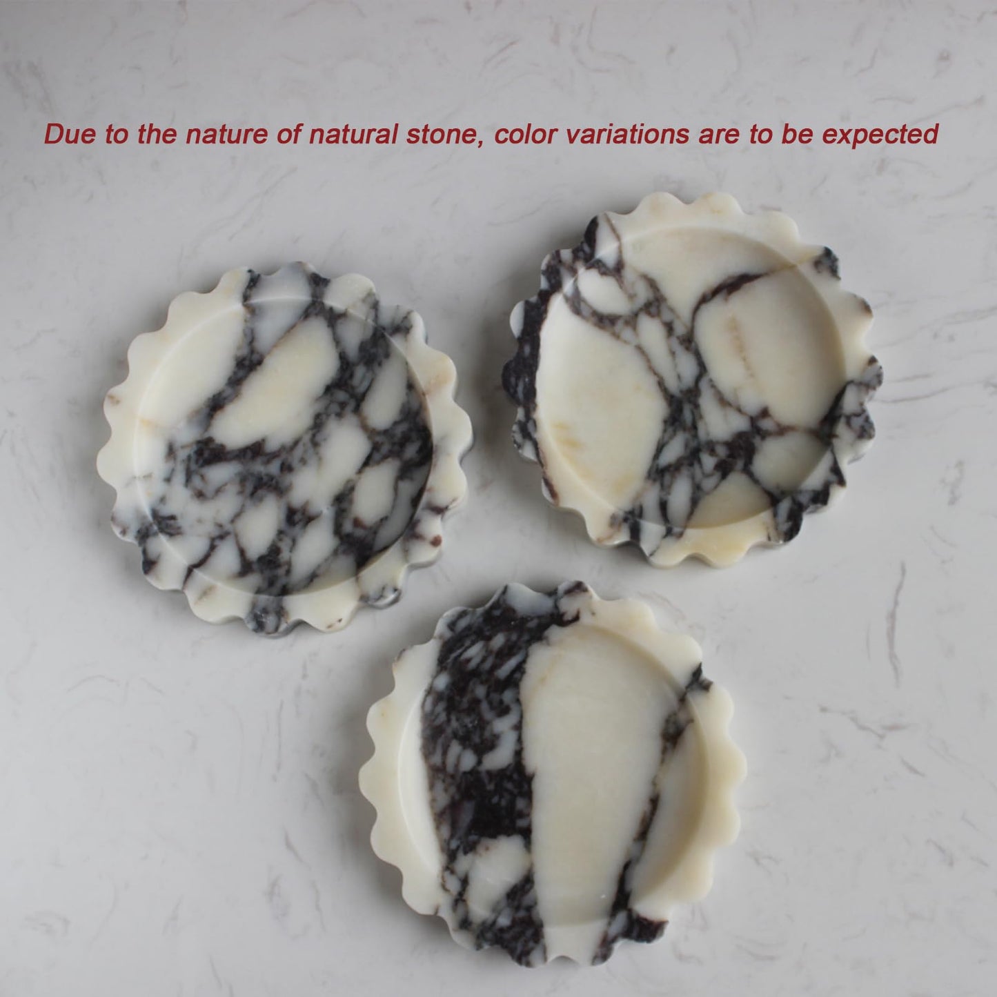 Natural Small Calacatta Viola Marble Scallop Edge Tray 6.3", Marble Jewelry Dish, Trinket Tray for Women Gift