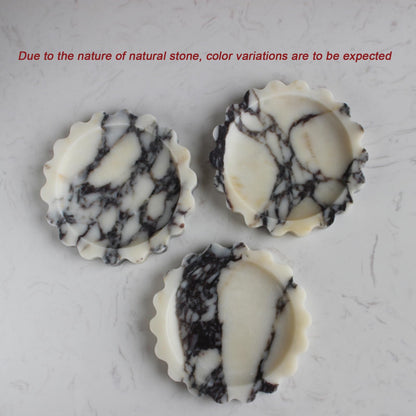Natural Small Calacatta Viola Marble Scallop Edge Tray 6.3", Marble Jewelry Dish, Trinket Tray for Women Gift