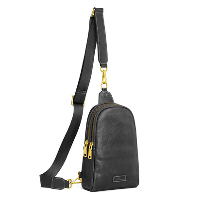 S-ZONE Leather Crossbody Bags for Women Sling Bag RFID Anti Theft Shoulder Purse Fanny Pack