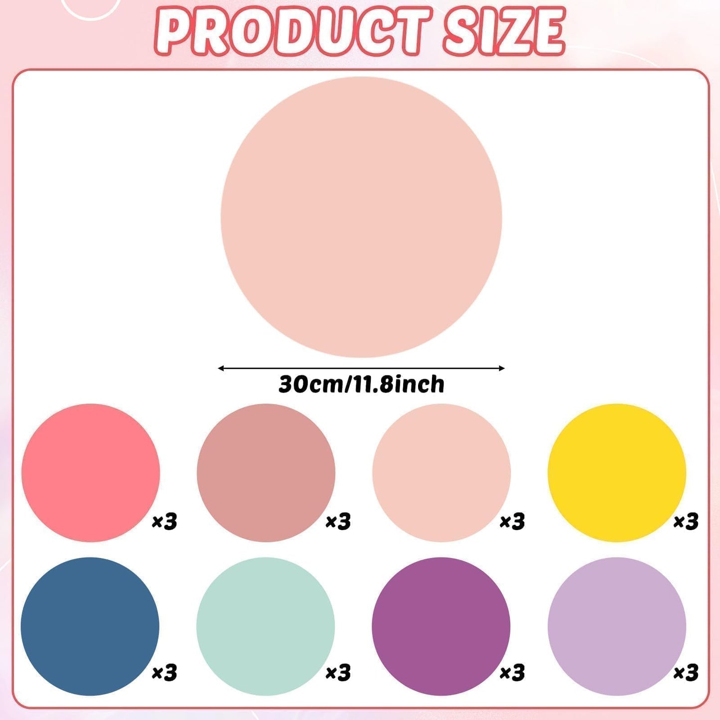 gisgfim 24PCS Dry Erase Dots 12 Inch Whiteboard Marker Wall Decor Removeable Circle Sticker Spots Writing Spots Set for Classroom Table Teachers Students Supplies (Morandi)