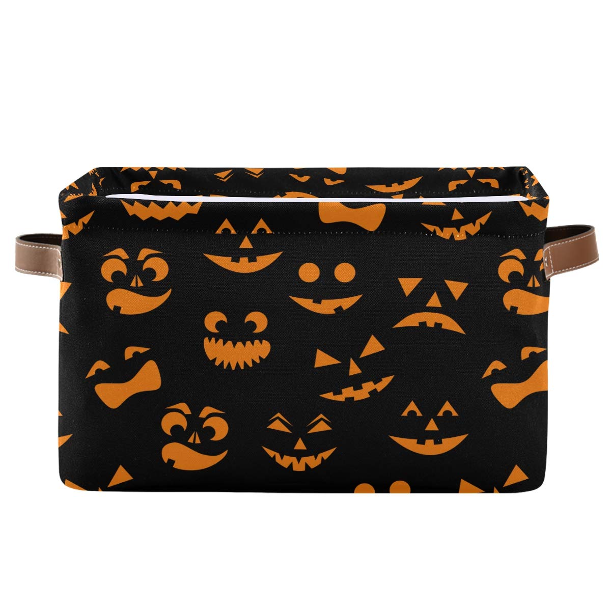 WELLDAY Halloween Basket Cute Halloween Baskets with Handles Collapsible Organizer Box Shelf Storage Baskets for Holiday Home Decor 1PC