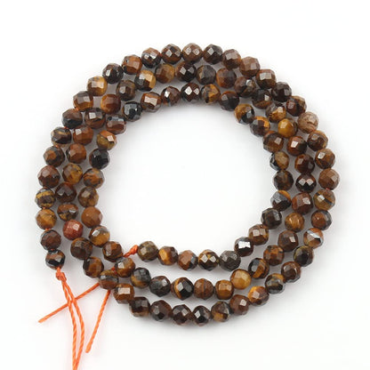Song Xi 90pcs 4mm Natural Yellow Tiger Eye Gemstone Beads Faceted Round Loose Stone Beads for Jewelry Making (1 Strand)