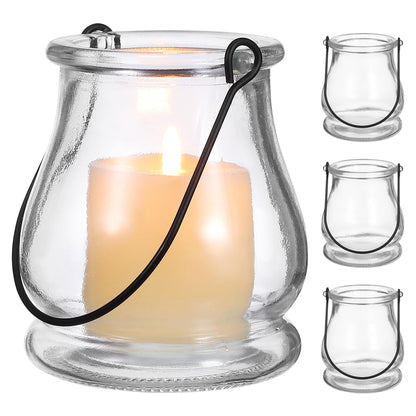 Cabilock 8PCS Hanging Candle Holder, Clear Glass Tealights Candle Holder with Handle, Decorative Succulent Vase Hanger Air Plants Terrariums for Christmas Festival Party Wedding Indoor Outdoor Decor