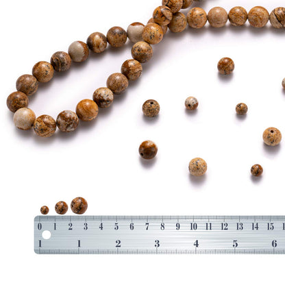 BEADIA Natural Brown Picture Jasper Stone Round Loose Semi Gemstone Beads for Jewelry Making 6MM 61PCS