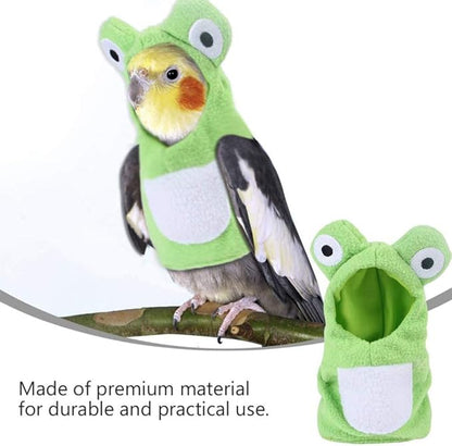 Sun Conure Bird Diaper Flight Suit Frog Shape Hoodie Cosplay Photo Prop for Parrots African Greys Parakeet Cockatiel, Bird Hoodie Small Animals Apparel (S)