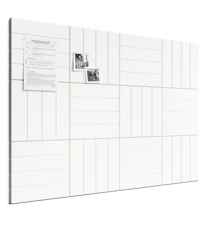 Bumusty Large Cork Board Alternative-48 x 36" Felt Bulletin Board Tiles, with 30 Pushpins, 70 Adhesive Tabs, Bold-Stripe 12-Pack, Cork Boards for Office Push Pin Board Felt Board-Milky White