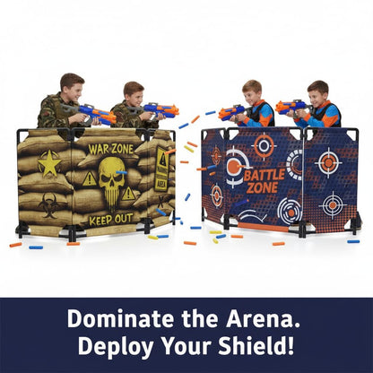 SINCOLINE 2-Pack Tactical Bunker & Foam Blaster Target 59x34” Combat Battle Zone Bunker Fort, Compatible with Laser Tag, Water Gun & Birthday Activities, Foldable Wall for Active Play