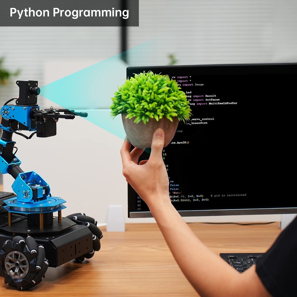 HIWONDER 6DOF Robot Arm for Raspberry Pi 5 AI Vision Robotic Arm Car with 4WD Mecanum Wheel Chassis DIY Robot ROS Open Source for Adults and Teens, ArmPi Pro RaspberryPi5 4GB