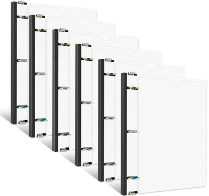 INFUN 1 Inch Telescoping 3 Ring Binder - 6PCS, Flexible Round Binder with Customizable Front Cover and Clear Catalog Pocket, 1Inch Rings, 225 Sheet Capacity-White