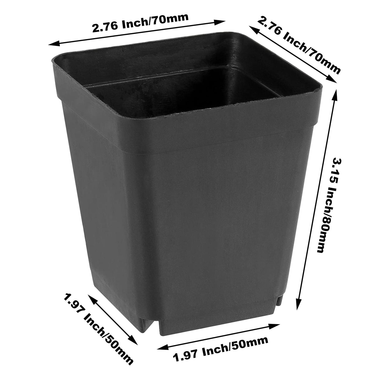 KOHAND 120 Pieces 2.7 Inch Plastic Square Nursery Pot, Transplant Planting Pots Greenhouse Supplies, Durable Plastic Flower Pots for Seedlings Black