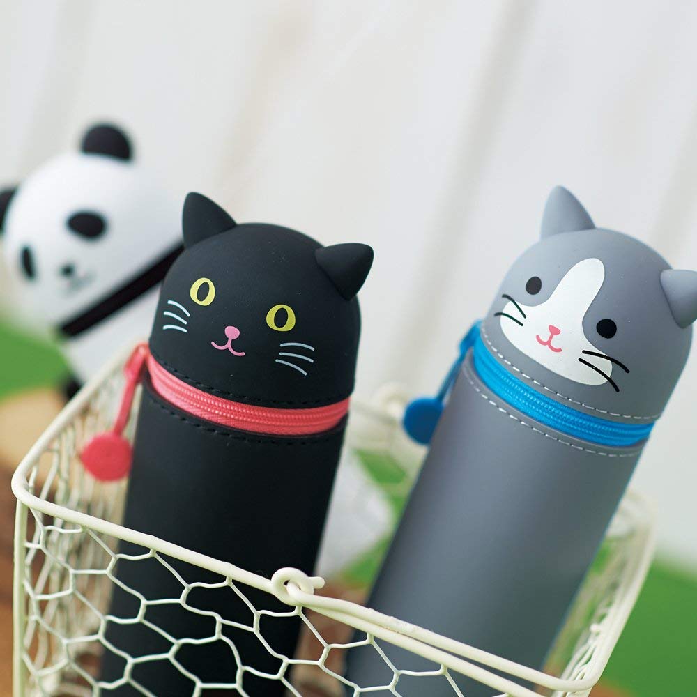 LIHIT LAB Kawaii Japanese Pig Stand Up Pencil Case For School Office College, Cute School Supplies, Animal Pen Holder Pouch Holder Teen Girls, Travel Cosmetics Storage, Artist Pencil Case (A7712-5)