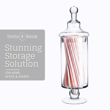 Stella Baicø Clear Glass Apothecary Jars, Candy Jar with Lid, Elegant Decorative Jars for Wedding and Party
