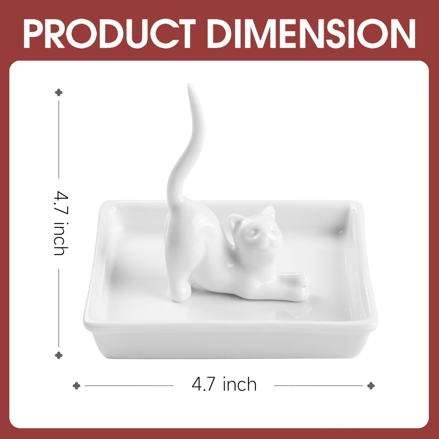 PUDDING CABIN Cat Mom Gifts for Women, Cat Ring Holder for Jewelry, Jewelry Tray Dish Rings Bracelets Earrings Trinket Tray, Gifts for Cats Lovers Mother's Day Birthday Christmas Wedding