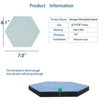 Afumazi 8Pcs Hexagon Felt Cork Board Tiles Self Adhesive Bulletin Board, Pin Board for Wall Decor Memos Photos Display (Set G)