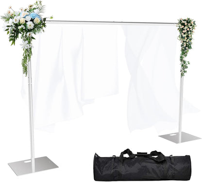 OPYRET Pipe and Drape Backdrop Stand Kit Backdrop Stand for Parties 10ftx10ft Adjustable Photo Backdrop Stand Heavy Duty Background Stand for Wedding Banquet Decorations Silver