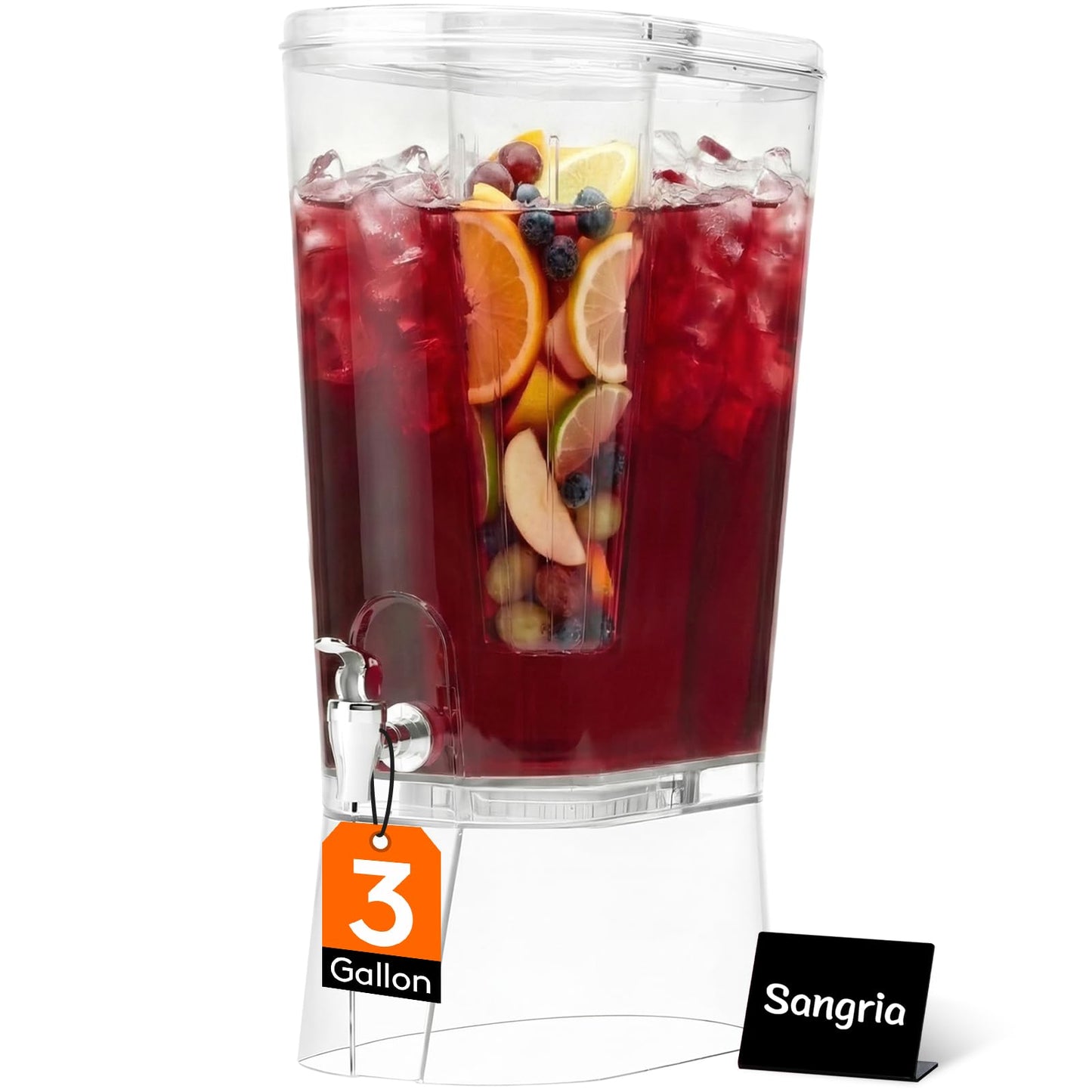 Lifewit 3 Gallon Drink Dispenser for Parties, Large Plastic Beverage Container with Fruit Infuser & Leak-Proof Spigot, BPA Free Water Pitcher for Juice/Tea/Lemonade - Ideal for Bar & Outdoor