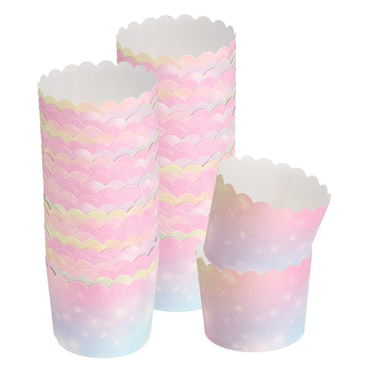 uxcell 50pcs Cupcake Wrappers for Wedding, Paper Baking Cups and Muffins Liners for Birthday Wedding Party Supplies (Gradient Pink)