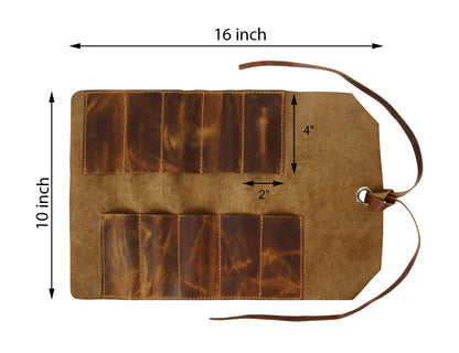 Leather Tool Roll Up Pouch - Leather Tool Wrench Roll/Chisel Bag by Rustic Town