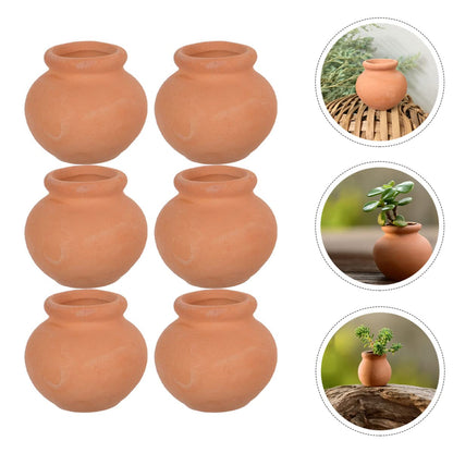 HANABASS 6pcs Mini Terracotta Pots Miniature Flower Pots Compact Containers for Crafts DIY Garden Plants Office Decor Mini House Accessories 1.5X1.5 Inch