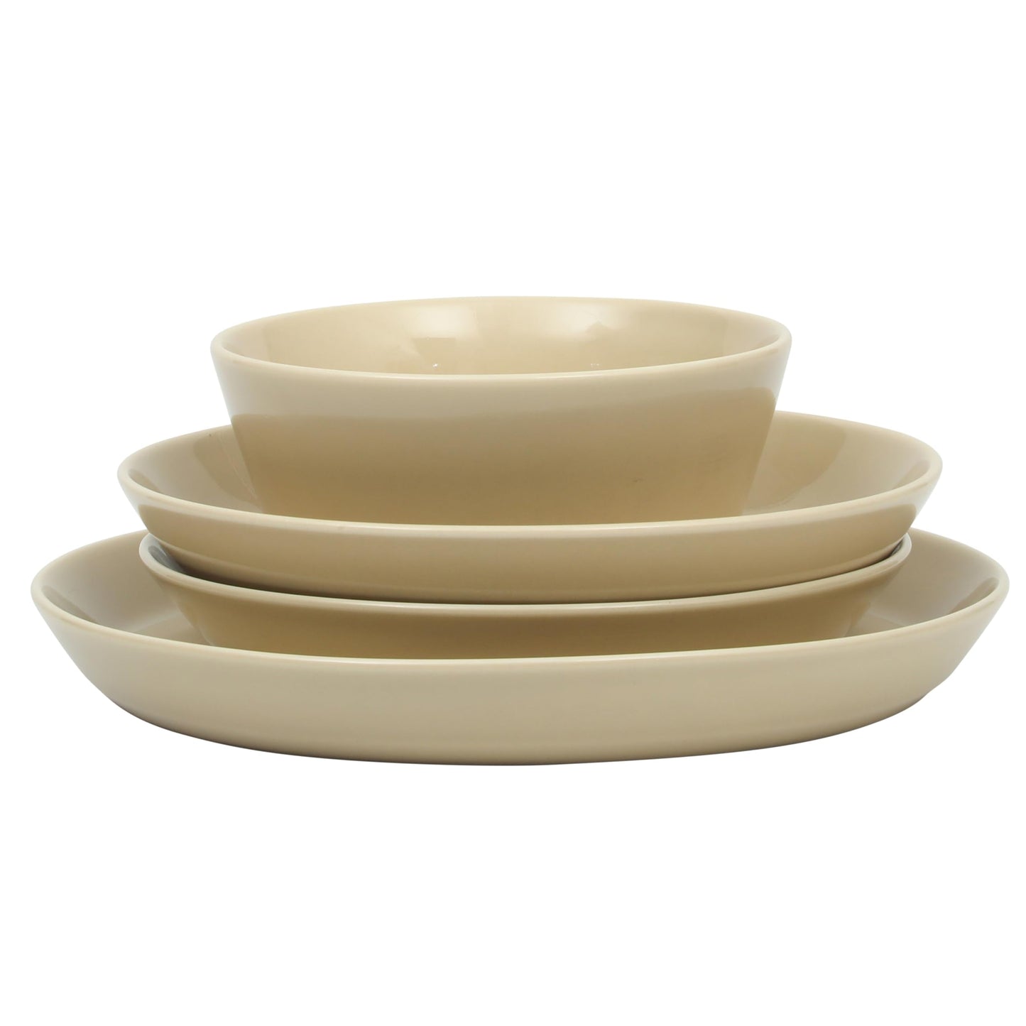 Gibson Home Summer Shades 16 Piece Plates and Bowls Dishes Service for 4 Porcelain Dinnerware Set - White