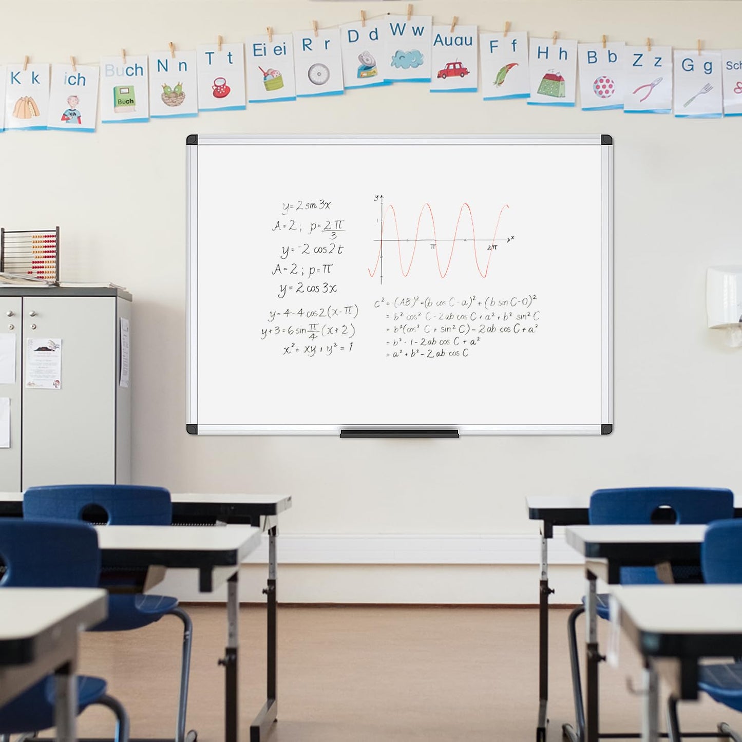 VIZ-PRO Dry Erase Board/Whiteboard, 36 X 24 Inches, Wall Mounted Board for School Office and Home