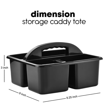 ALINK Plastic Classroom Caddy Organizer with Handle, 6-Pack 3 Compartments, Teacher Supply Storage Caddy for Classroom Organization, Table, Desk, Office, Craft Art for Kids - Black