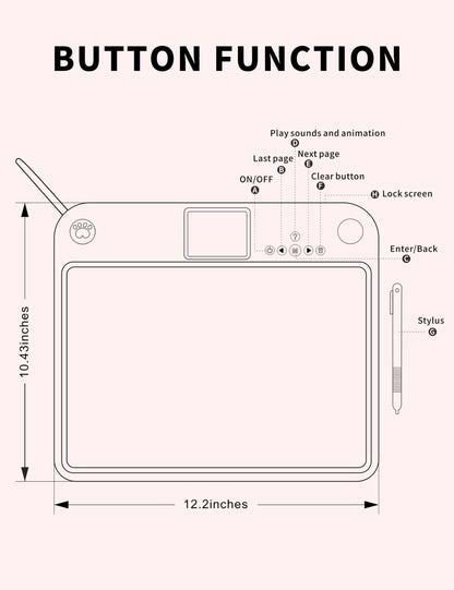 Multifunctional LCD Writing Tablet for 4-9 Kids Dual-Screen Pad（9 Learning Themes） Charging Erasable Board with Extra Stylus Lock Switch,Educational Learning Toys Birthday Gifts for Girls Boys (Pink)