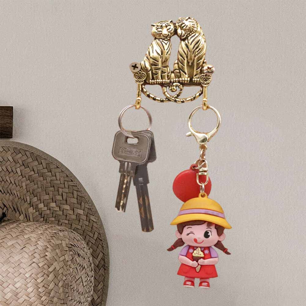 Cucumis 2 Pcs Coat Hooks Wall Mounted - Tiger Wall Hooks, Lovely Hanger Hooks, Bathroom Hooks - Pack of Hooks for Keys, Gowns, Coats (Gold)