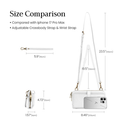 befen Genuine Leather Wallet Purse for Women, White Purse Cell Phone Crossbody with Built in Wallet Soft Real Leather Crossbody Bag with RFID Blocking Travel Small Cluth Purse with 2 Removable Strap