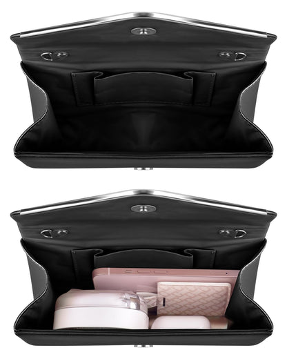 TINDTOP Clutch Purses for Women, PU Leather Formal Evening Bags Shoulder Party Handbags Wedding Cocktail Prom Clutches (Black)