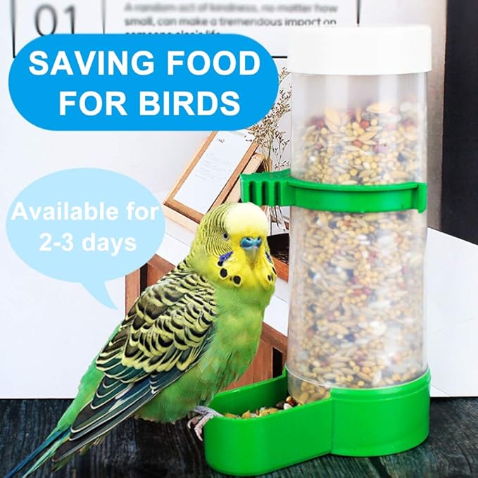 Bird Feeder, Bird Water Dispenser for Cage, XISTEST 2PCS Automatic Bird Water Feeder with 1PCS Food Feeder for Cage Pet Parrot Budgie Lovebirds Cockatiel (2pcs 140ml + 1pcs 150ml)