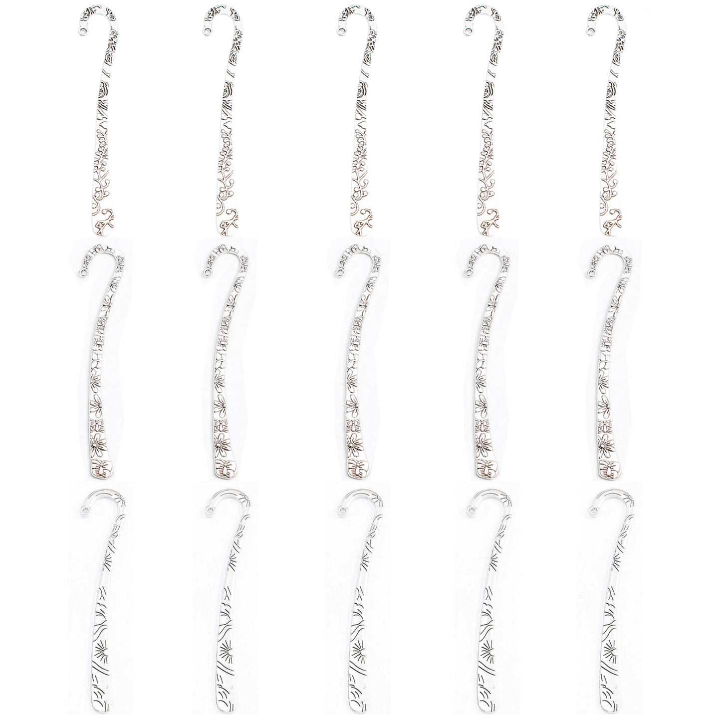 15 Pack Metal Bookmark - Silver Metal Bookmark Hairpin Hook Carved Antique Vintage with Loop Book Markers Embossed Bookmarks, Jewelry Making Charms