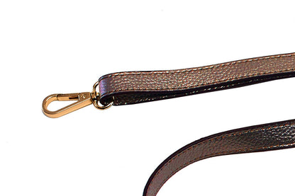 VanEnjoy Full Grain Leather Adjustable Replacement Strap Cross Body Bag Purse, 26-51 inch Gold Hardware - 1.8 CM Width (Black-Silver Metal With Tasse) (Bronze)