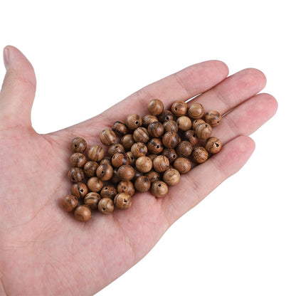Beadia Natural Tiger Skin Sandalwood Beads 8mm Round Rosewood Beads for DIY Mala Prayer Necklace Bracelet Making 3.5oz