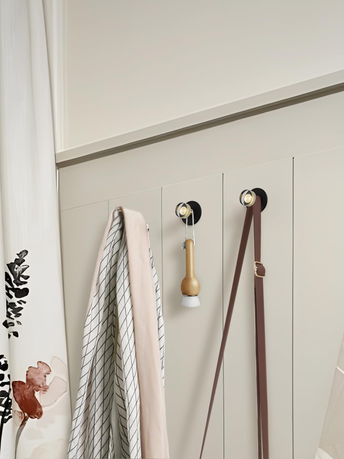 JIASENBAO 4 Pack Adhesive Crystal Towel Hooks for Bathrooms Black Wall Hooks for Hanging Robe Coat Hooks Kitchen Decorative Heavy Duty Zinc Alloy