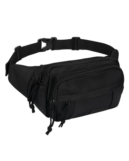 WATERFLY Fanny Pack Waist Packs: Large Crossbody Fanny Packs for Women Men with 5 Zipper Pockets Adjustable Strap Waist Bags Hip Pack for Traveling Cycling Running Hiking