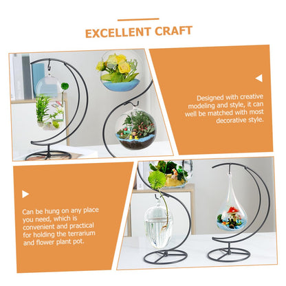 VALICLUD Creative Moon Pendant Ornament Display Stand Sturdy Iron Plant Holder for Glass Ornaments and Terrariums Compact Decorative Rack for Home Office Balcony and Party Use